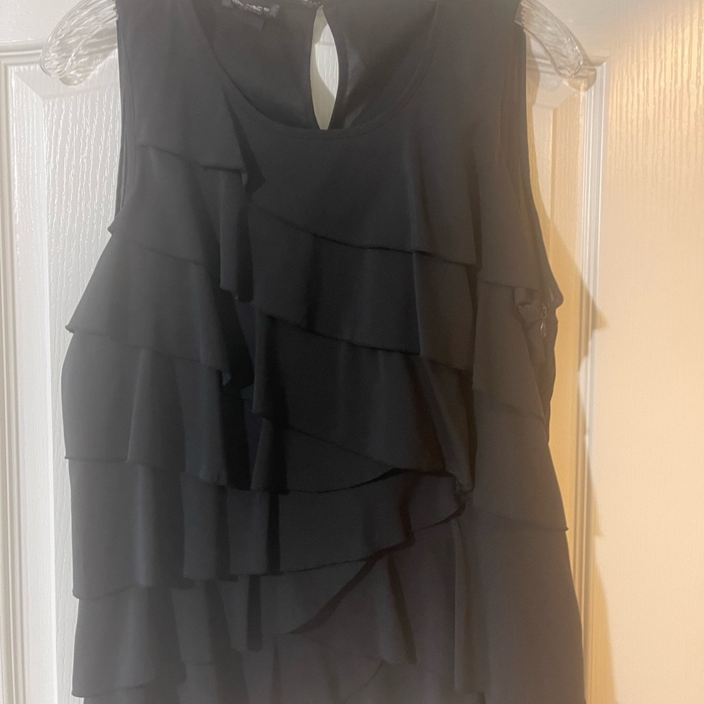 Spense Black Ruffled Blouse